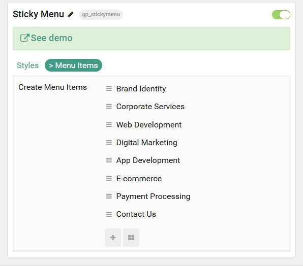 Sticky Menu - demo